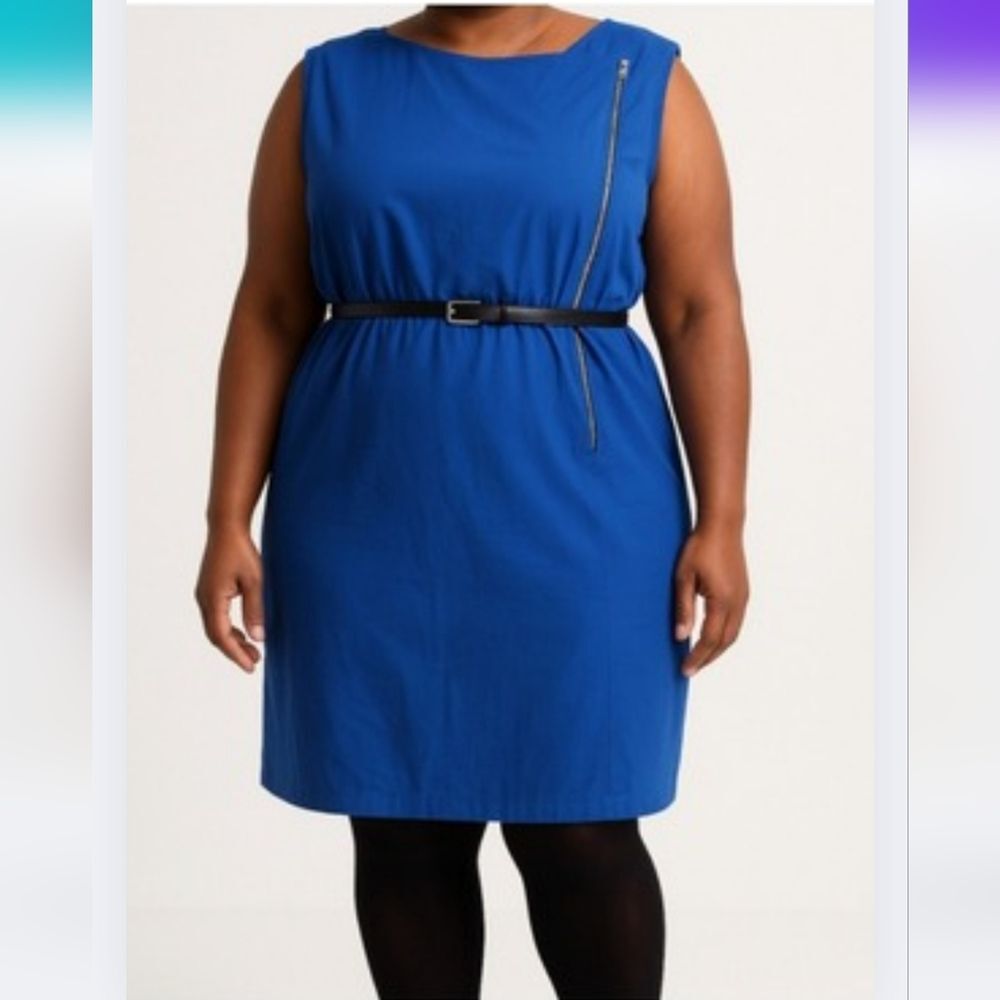 NWT City Chic 14W (XS) Cobolt Zip Utility Tunic Belted Dress Fun N-2506